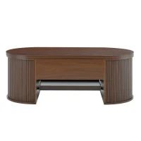 Tavolino da salotto rialzabile con ripiano estraibile, piano regolabile e lati ricurvi, 110x55.5x40 cm, Marrone(m-9)