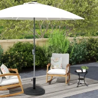 Outsunny 14kg Round Cement Parasol Base Umbrella Weight Stand Holder Fits Φ35mm,Φ38mm,Φ48mm Pole for Patio Outdoor Garden - Black(m-2)