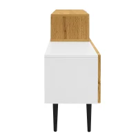 Meuble TV à longueur réglable, design modulaire en 2 parties, 130-220x30x63,4 cm, Couleur naturelle(m-10)