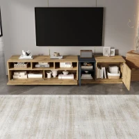 Meuble TV en couleurs contrastées, 200x45x45 cm, Couleur naturelle+Gris(m-5)