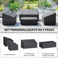 Outsunny Coperture per Mobili da Giardino 4 Pezzi, Impermeabili, Nero(m-4)