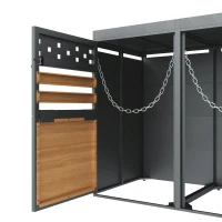 Coffre à poubelles lot de 2 avec toit végétalisé, 132x80x125 cm, Couleur naturelle(m-6)