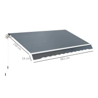 Outsunny Cubierta de repuesto para toldo retráctil 400x300 cm en Poliéster Anti UV 50+ Gris(m-3)