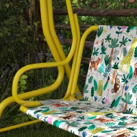 AIYAPLAY Columpio Hollywood infantil 2 plazas con toldo ajustable cinturón de seguridad para 3-6 años hasta 60 kg 112x75x120cm Verde(m-5)