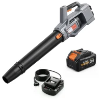 Outsunny Souffleur de Feuilles Sans Fil 36V avec 2 Batteries de 4,0Ah et Chargeur Moteur sans Balais 1000W jusqu'à 270 km/h Gris Claro(m-1)