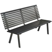 Outsunny Banco de jardín 3 plazas resistente a la intemperie Metal Banco exterior con asiento amplio Diseño de lamas, hasta 240 kg 154 x 68 x 88 cm(m-1)