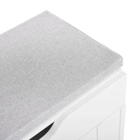 Scarpiera moderna a 3 ante con cassetto e seduta imbottita, 90x35x74.5 cm, Bianco(m-6)