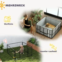 PawHut Wurfkiste für Welpen mit Unterlage, winddichtem Oxford-Gewebe, für mittelgroße große Hunde, 122x122x60 cm Schwarz(m-4)