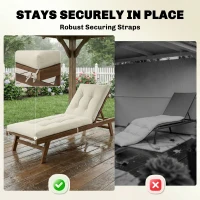 Outsunny Palletkussen Afneembaar Zitkussen met Bevestigingsriemen Palletkussen voor de meeste Ligstoelen 198x65x13cm Beige(m-7)