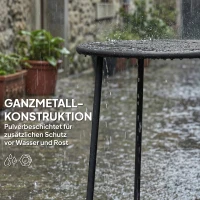 Outsunny 50 cm ronde buitentafel, metalen tuin-salontafel met X-vormig frame en antislipvoetjes, Zwart(m-4)