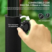 Base per Ombrellone a Mezzaluna da Ø38 mm e Ø48 mm con Manovella, Basamento per Ombrellone in Resina, Base Ombrellone a Parete 50x31x32 cm, Bronzo(m-6)