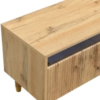 Meuble TV avec 4 tiroirs, en MDF et acrylique, 178x35x45 cm, Couleur naturelle(m-6)