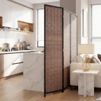 HOMCOM Biombo de madera separador de estancias separación plegable 3 paneles 135 x 180 cm marrón(m-4)