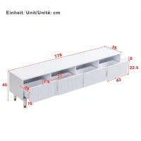 Mobile TV basso con 4 cassetti, in MDF e acrilico, 178x35x45 cm, Bianco(m-3)