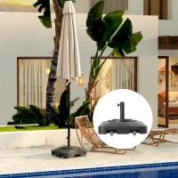 Outsunny Base para Sombrilla con Ruedas y Rellenable con Agua o Arena, en HDPE, 48x48x32.5 cm, Negro(m-4)