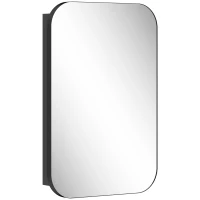 HOMCOM Armario con espejo para baño, armario de baño con espejo, armario colgante con estante ajustable, 40 x 10 x 60 cm, Negro(m-1)