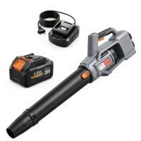 Outsunny Kabelloser 36V-Laubbläser mit 2 Akkus 4,0 Ah und Ladegerät, bürstenloser Motor 1000 W bis 270 km/h Hellgrau(m-7)