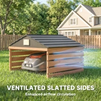 Outsunny Houten robotmaaiergarage met zadeldak, weerbestendig, voor robotmaaiers, 79 x 74 x 54 cm, roodbruin(m-7)