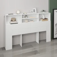 HOMCOM Tăblie pe picioare cu depozitare, accesoriu de pat 4 compartimente deschise, 160 x 20,2 x 108,2 cm, alb(m-4)