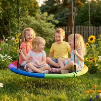 AIYAPLAY Nestschaukel Höhenverstellbar Hängeschaukel Ø 120 cm bis zu 300kg für 3-8 Jahre Kinder, 120 x 120 x 180 cm Mehrfarbig(m-2)