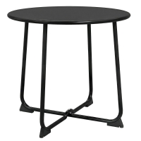 Outsunny 50 cm ronde buitentafel, metalen tuin-salontafel met X-vormig frame en antislipvoetjes, Zwart