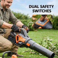 Outsunny Accu-Bladblazer 20V Draadloos Bladblazer met 2x4.0Ah Batterij & Oplader Turbo-Boost 162,7 km/u Blaassnelheid(m-7)