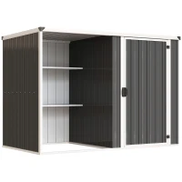 Outsunny Abrigo de Jardim em Aço Galvanizado, Porta Trancável, 231 x 125 x 162 cm, Cinza(m-1)