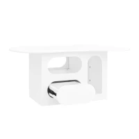 Tavolino da salotto a nuvola con cassetti e ripiani aperti, 97x45x43.5 cm, Bianco(m-7)