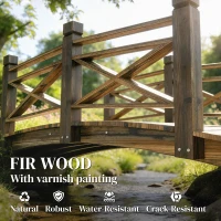 Outsunny Houten tuinbrug met leuningen, decoratieve vijverbrug, betreedbaar, 174 x 78 x 57,5 cm, verkoold(m-4)