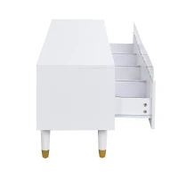 Mobile TV basso con 4 cassetti, in MDF e acrilico, 178x35x45 cm, Bianco(m-11)