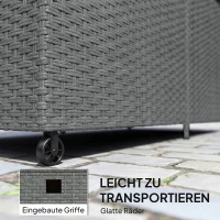 Outsunny Caja para cojines de rattan 650L resistente a la intemperie resistente a los UV cofres con tapa ruedas espacio de almacenamiento 150 x 75 x 74 cm Gris oscuro(m-4)