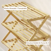 HOMCOM Zapatero Estrecho de Bambú Zapatero Vertical Plegable de 5 Niveles Sin Instalación Natural(m-7)