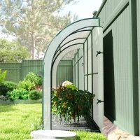 Outsunny Muurgemonteerd Kas, Toegankelijk Plantenhuis, Kunststof Zeil, 300 x 80 x 157 cm, Wit(m-10)