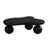 Tavolino da salotto a nuvola con illuminazione LED e gambe tonde, 95x62.5x32 cm, Nero(m-8)