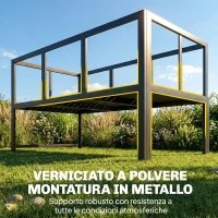Outsunny Set da Giardino 3pz con Divano Angolare 4 Posti e Tavolino a Doghe, in Metallo e Poliestere Grigio(m-8)