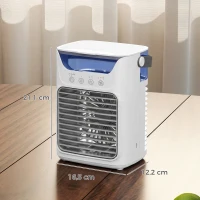 HOMCOM Ventilador de mesa com luz RGB, ventilador de escritório com cabeça orientável, 3 velocidades, reservatório de água, branco(m-3)
