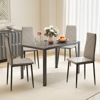 HOMCOM Set de 4 Sillas de Comedor Tapizadas de Piel Sintética con Respaldo Alto y Patas de Metal 41x50x97 cm Gris(m-2)