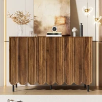 Credenza moderna con 9 ante ondulate, in MDF, 120x35x80 cm, Marrone(m-4)
