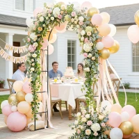 Outsunny Arco de Jardim com 2 Bases para Plantas Trepadeiras Rosas Vinhas, Arco de Casamento, 145x39x237cm, Preto(m-5)