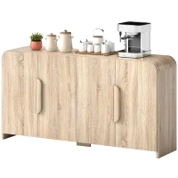 HOMCOM Aparador de Cocina con 2 Armarios, Puertas Soft-Close y Estantes Regulables, 157x39x82 cm, Madera Natural(m-7)