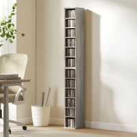 HOMCOM Lote de 2 estanterías columna armario de almacenamiento CD-DVD 12 compartimentos 21 x 22,5 x 88,5 cm capacidad 204 CD gris(m-6)