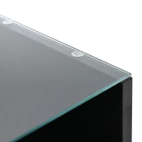 Tavolino da salotto regolabile e lucido con piano rialzabile e illuminazione LED, 78x78x45.5 cm, Nero(m-8)