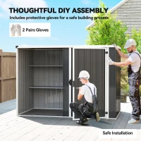 Outsunny Abrigo de Jardim em Aço Galvanizado, Porta Trancável, 231 x 125 x 162 cm, Cinza(m-3)