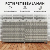 Outsunny Coffre de jardin en résine tressée, coffre de rangement extérieur 650 L imperméable avec doublure zippée(m-9)