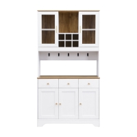 Mobile dispensa alto portaoggetti con 5 ante e 3 cassetti, 94.5x30x175.5 cm, Bianco