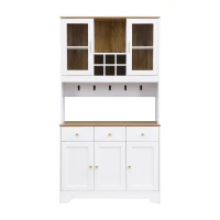 Mobile dispensa alto portaoggetti con 5 ante e 3 cassetti, 94.5x30x175.5 cm, Bianco(m-2)