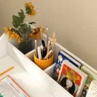 AIYAPLAY Conjunto de escritorio y silla para niños 3 a 8 años con compartimentos y estantes abiertos, blanco(m-5)