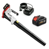 Outsunny Soprador Aspirador Triturador de Folhas 250 W com Bateria 4000mAh e Carregador, 6 Velocidades, 149 km/h, Branco(m-7)