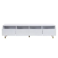 Mobile TV basso con 4 cassetti, in MDF e acrilico, 178x35x45 cm, Bianco(m-2)