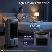 HOMCOM Resfriador de ar móvel 4 em 1 umidificador purificador ventilador, oscilação 90°, 4 velocidades, 3 modos, cinza(m-4)